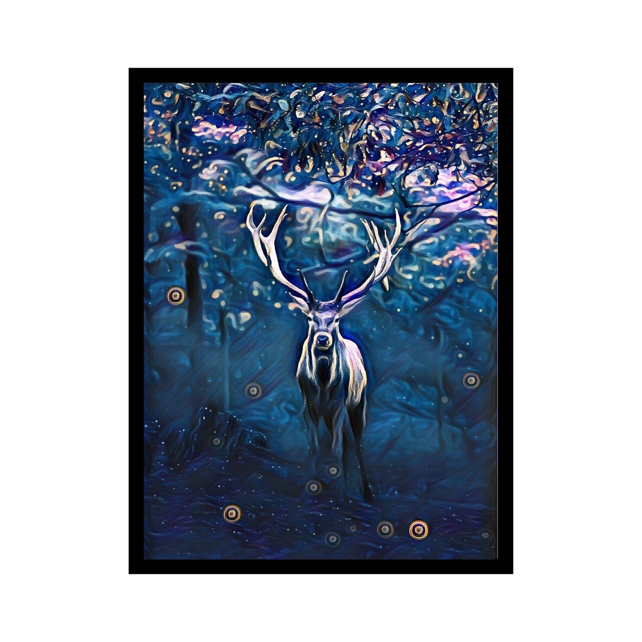 Framed Deer Art Print - Elegant Animal Painting for Home Decor